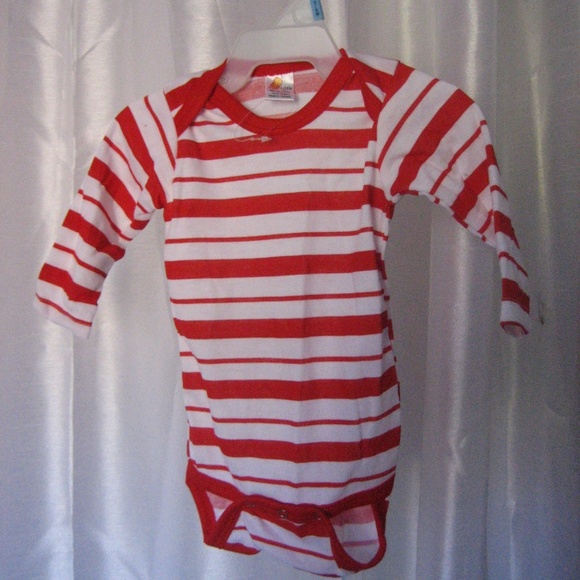 Holiday Red & White Striped Unisex Infant One Piece Body Suit Cotton Sz 3-6M NW - Picture 1 of 5